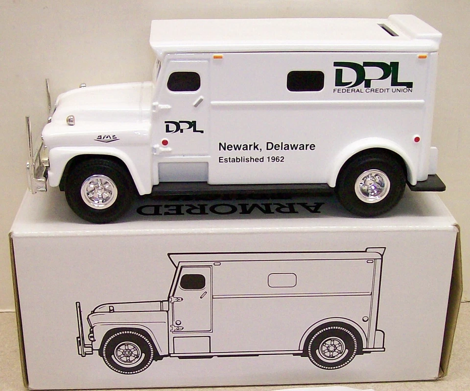 DELMARVA POWER OF DELAWARE 1959 GMC ARMORED TRUCK 1998 DIECAST ERTL BANK #19428 - Image 1 of 1