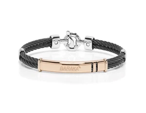 BARAKA Bracciale uomo acciaio pvd nero Oro rosa 18 kt diamante  BR33207 19 cm - Imagen 1 de 6