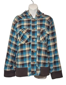 Dollhouse Oberbekleidung Jacke Kapuze Langarm Druckknopf blau kariert Damen 2X - Bild 1 von 9