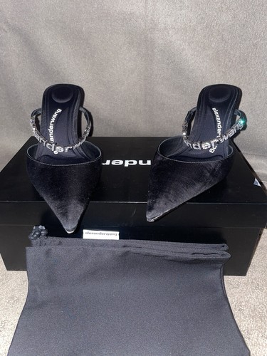 Alexander Wang Delphine Crystal Logo Punta Scivolo Taglia 37