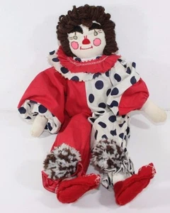 Vintage Handmade Clown Doll Embroidered Stitched Face Collectible Stuffed - Bild 1 von 7