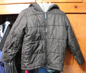 R 1881 S. Rothschild Puffer Jacket Double Zip Lined Hood Black Youth Med 10/12 - Picture 1 of 9
