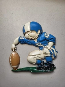 Placa de arte de pared vintage 1976 HOMCO metal jugadores de fútbol decoración habitación niño - Imagen 1 de 4