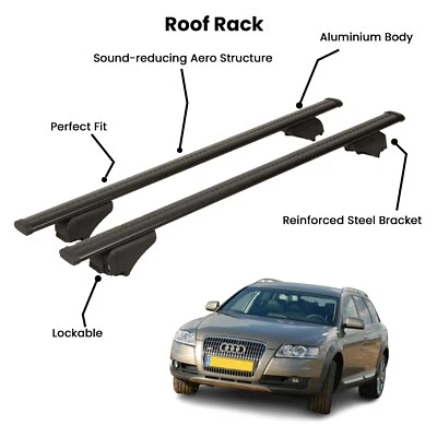 2 piezas barras transversales negras para AUDI A6 ALLROAD SW 2006-2011 Foto 1 de 4