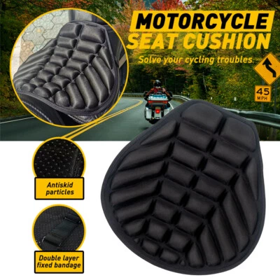 Fits For Motorcycle Black Lycra Comfort Gel Seat Cushion Cover Shock Absorb Pad - Image 1 of 4