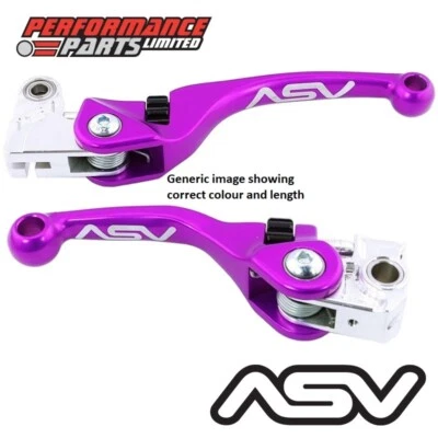 ASV F4 Púrpura Palancas Ajustables Freno Corto + Embrague Largo para Yamaha WR250F 2001 Foto 1 de 4