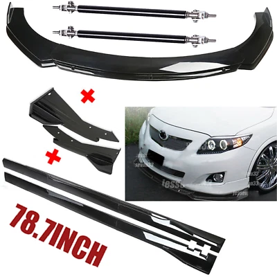 For Toyota Corolla Front Rear Bumper Lip Splitter Spoiler Kit Side Skirt Body Foto 1 de 4
