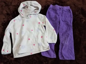 Girls Outfit - Sz 4, 2 Pc Set Purple, Pants, Hoodie, Floral, Children's Place - Picture 1 of 12