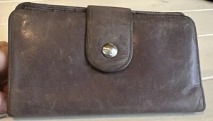 Hobo International Dark Gray Leather Bifold Wallet Wristlet - Picture 1 of 16