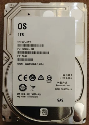 Fujitsu Seagate OS HArd Disk HDD 1TB 2.5" 7,2 K SAS 12G ST1000NX333/323 1VE200 - Immagine 1 di 4