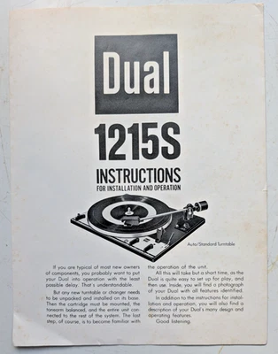 Manual del propietario original de instrucciones de funcionamiento Dual 1215S OEM Foto 1 de 2