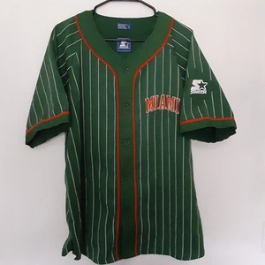 Maglia Vintage Miami Hurricanes Baseball Gessato Starter Taglia Large Sabastian - Foto 1 di 9