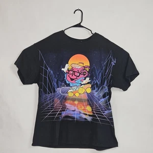 Kool-Aid Guy T-Shirt XL Black Retro Skater Neon Grid 80s Vaporwave Graphic Tee - Picture 1 of 6