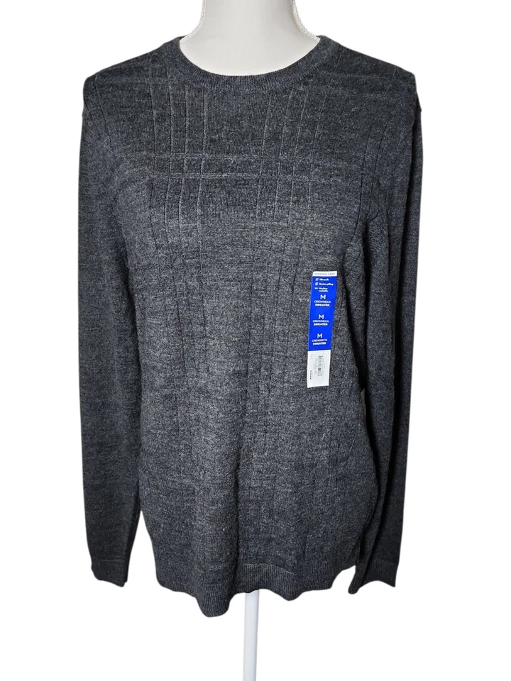 Apt.9 Mens Charcoal Merino Blend Crewneck Sweater Nwt Size Medium - Image 1 of 4
