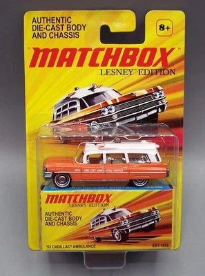 "MATCHBOX" **EDICIÓN LESNEY** AMBULANCIA CADILLAC '63 **CUERPO Y BASE METÁLICOS** SIN USAR, EN CAJA Foto 1 de 3