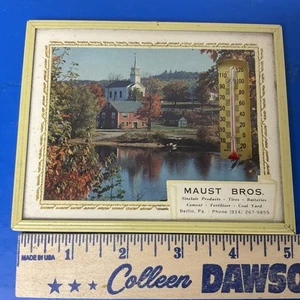 Vintage 70’er Jahre. Werbung Thermometer Kirche Seeszene Maust Bros Berlin PA - Bild 1 von 6