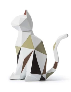 Cat Sculpture Statue Geometric Gifts Figurine Modern Arts Decor Polyresin 7.3... - Picture 1 of 9
