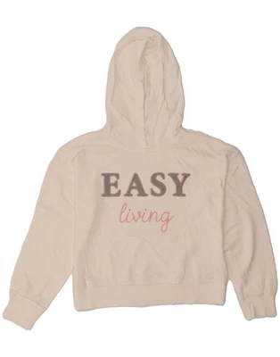 BENETTON Girls Graphic Hoodie Jumper 10-11 Years XL White Cotton CS02 — 第 1/4 张图片