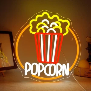 Palomitas de Neón Letrero para Decoración de Pared Palomitas de Maíz Regulables Luz de Neón USB Light... - Imagen 1 de 7
