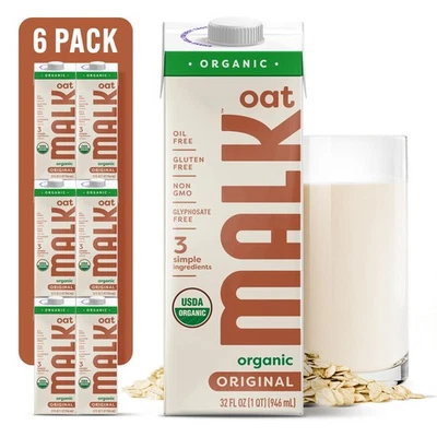 MALK Oat Milk 32oz Pack of 6 - Organic Non-GMO Dairy-Free Vegan - Image 1 of 4