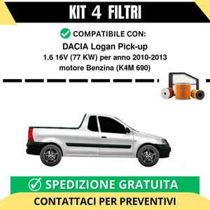 Kit 4 Filtri Tagliando per DACIA Logan Pick-up 1.6 16V 77 kw Benzina 2010-2013 - Imagen 1 de 2