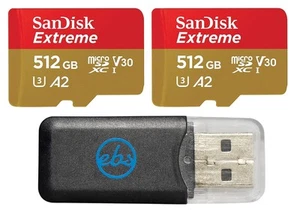 SanDisk Micro Extreme 512GB SDXC UHS-I U3 V30 Memory Card (2) Works with Came... - Picture 1 of 6