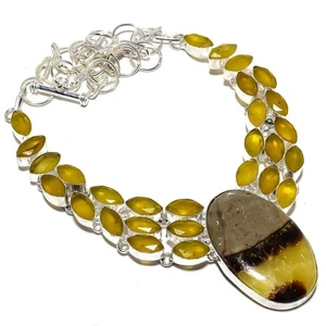 Piedra septaria, piedras preciosas de ónix hechas a mano 925 collar de joyerí... - Imagen 1 de 5