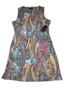 Tommy Hilfiger Women's Paisley Print Colorful Dress Sleeveless Size 12 NWT - Picture 1 of 14