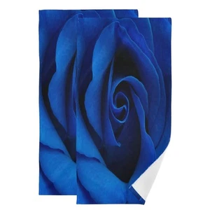 Valentine's Day Towel Set of 2 Blue Rose Bathroom Towels for Bath Face Hand A... - Picture 1 of 7