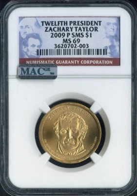 2009-P Zachary Taylor Dollar NGC MS69 SMS - 12th U.S. President - Image 1 of 2