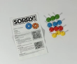 Sorry Board Game Replacement Pieces 12 Pawns 2 Power Up Tokens Instructions - Picture 1 of 5