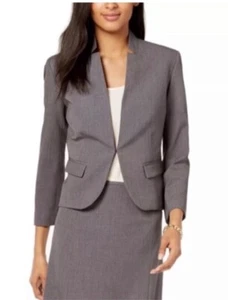 Blazer NINE WEST Gris Beso-Frontal Muesca-Cuello Bolsillos Nuevo con Etiquetas $99 6 Pequeño Corpcore - Imagen 1 de 9