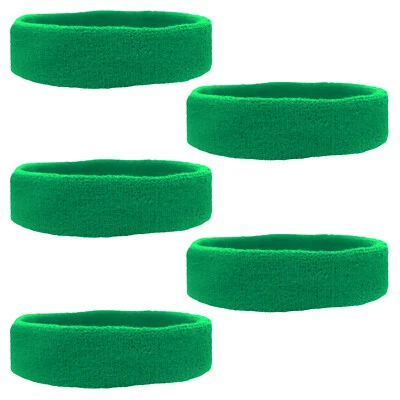 5 Pcs Mens Sports Headband Guys Elastic Band Sweatband Running Workout Gym Black - Image 1 of 4