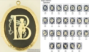 Large oval locket, alphabet letter cameos, with necklace options - Picture 1 of 4