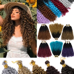 UK Water Wave Bundles Crochet Braids Afro Kinky Curly Hair Extensions 14 Inch UK - Picture 1 of 32