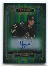 2022-23 Upper Deck Stature Autograph Green RC #114 Matias Maccelli 10/65 Rookie