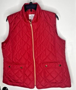 Vintage St John's Bay Size XL Red Quilted Puffer Sleeveless Vest Zip Pockets - Picture 1 of 6