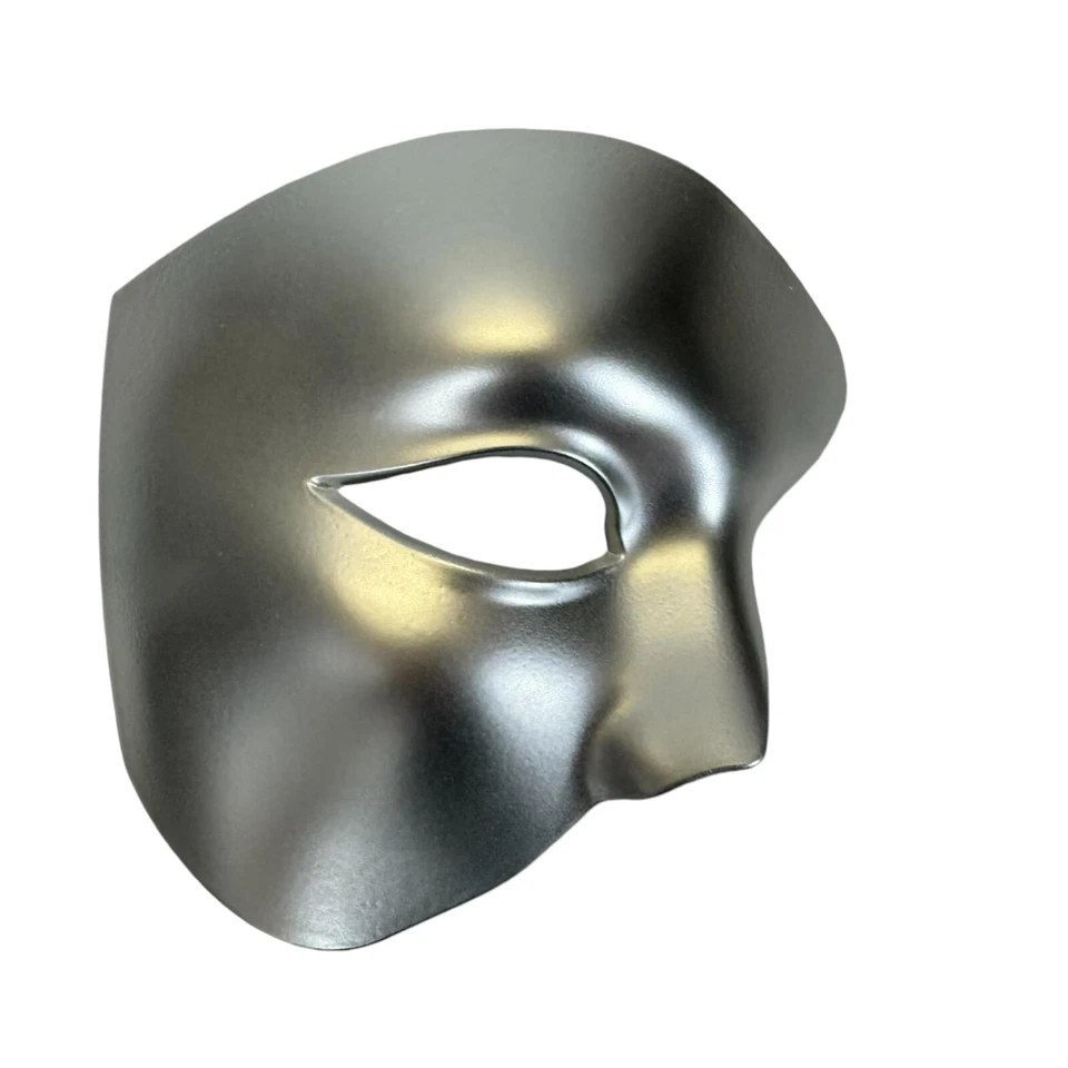 Half Face Phantom of The Opera Masquerade Venetian Mardi Gras Mask (Silver) - Image 1 of 3