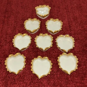 Antico piatto WILLETS BELLEEK porcellana RUFFLE SALT DIP dipinto oro lotto di 9 - Foto 1 di 11