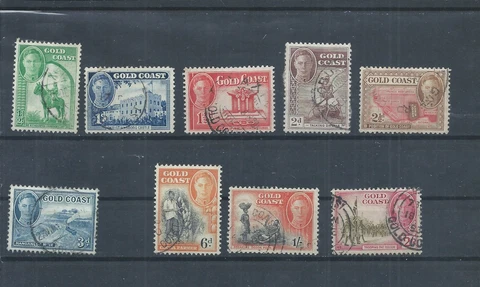 Gold Coast stamps.  1948 George VI series to 2s used. (no 4d)  (N928) Cover