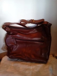 VINTAGE 80ERer Dockers Echtleder braun HANDTASCHE Schultertasche doppelte Taschen - Bild 1 von 8