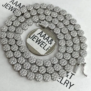 925 STERLING SILVER ICY BLING CUBIC ZIRC0NIA FLOWER CLUSTER 20” X 6mm NECKLACE - Picture 1 of 4