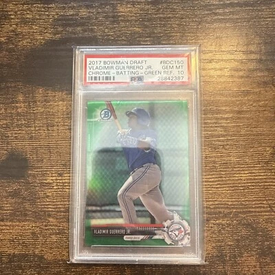 VLADIMIR GUERRERO JR PSA 10 2017 BOWMAN CHROME DRAFT GREEN REFRACTOR /99 - Image 1 of 2