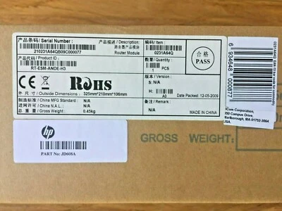 RT-ESM-ANDE-H3 0231A64Q HP JD608A H3C 3COM Encryption Accelerator Advanced NEW  - Image 1 of 4