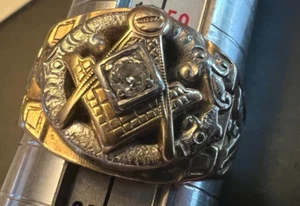 Vintage 10k Gelbgold Freimaurer Freemason Herren Größe 9,5 Ring 6,4 Gramm - Bild 1 von 16
