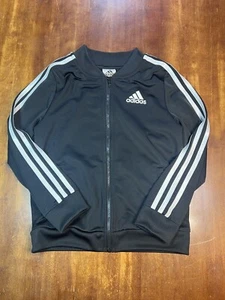 Adidas Boy's Youth 3 Stripe Full Zip Athletic Jacket, Black Size M-10/12 - Picture 1 of 5