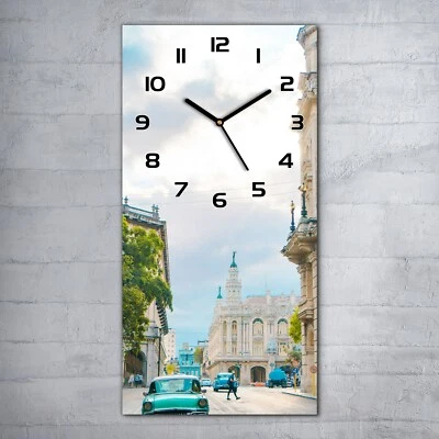 Glasuhr Wanduhr Küchenuhr Straße mit Gebäuden Altstadt von Havanna 30x60 - Bild 1 von 4