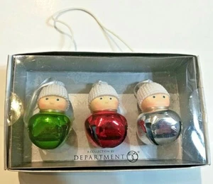 Department 56 Elves Children Bells Ringing Ornaments Cozy White Hat Set of 3 NIB - Picture 1 of 4
