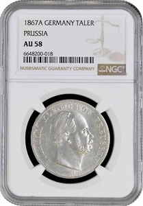 Prussia 1 thaler 1867 A, NGC AU58, "Emperor Wilhelm I (1861 - 1888)" silver coin - Picture 1 of 2