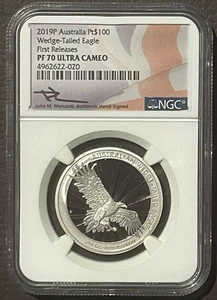 2019-P AUSTRALIA $100 PLATINUM WEDGE-TAILED EAGLE NGC PF70 MERCANTI COIN : 08478 - Picture 1 of 6